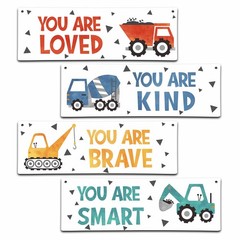 4 Pieces Construction Vehicles Decor Room Wall Decor Wooden Sign – Motivation…