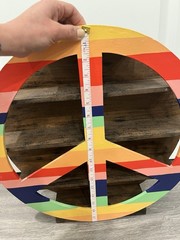 Peace Wood Shelf Sit Or Hang 18” | Colorful Pride Peace Shelf