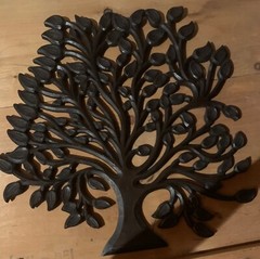 Wooden Hand Carved Tree of life wall art decor – Dark Brown