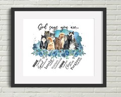 God Says You Are Strong Suicide Awareness Cats Kittens UNFRAMED Art Print