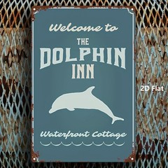 Retro Dolphin Metal Sign Coastal Cottage Decor for Any Beach or Waterfront Space