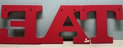 Pottery Barn Wooden 10” Red Letters “E A T”