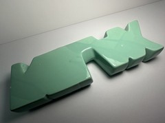 “RELAX” freestanding ceramic sign in seafoam green