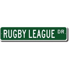Plain Green Rugby League DR Metal Sign Rugby Player Man Cave Sports Bar Plaque