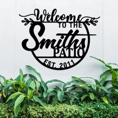 Personalized Patio Metal Sign Custom Welcome Wall Art Backyard Porch Decor