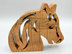 HandCrafted Wooden Cut Out Horse Head Figure Signed “Evans” 2015 4.75″ x 4.25″