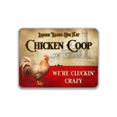 Personalized Chicken Coop Red and White Metal Sign OR White Sign / Sticker