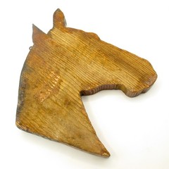 Vintage Hand Carved Wooden Horse Head Wall Hanging Plaque Rustic Folk Art Decor