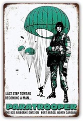 Vintage Tin Metal Sign Airborne Division Recruitment Poster Photo 8×12