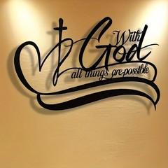 With God All Things Are Possible Metal Art – Scripture Metal Wall Art with Bi…