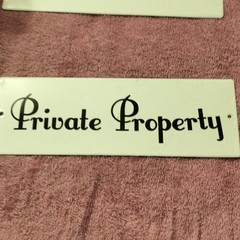 Private Property Painted Wood Sign White/Black Lettering Rectangular Horizontal