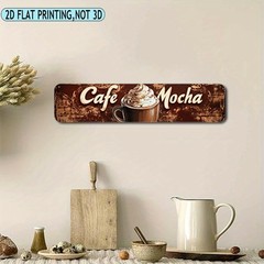 Retro Mocha Coffee Shop Wall Sign 10.16X40.64cm Brown