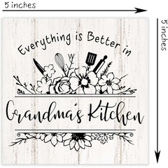 Distressed Wood Grain Wooden Sign Floral Kitchen Utensil Farmhouse Decor Gift