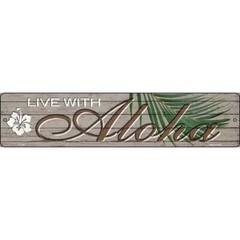 Live With Aloha Novelty Metal Street Sign Plaque for Home Door Garage Wall