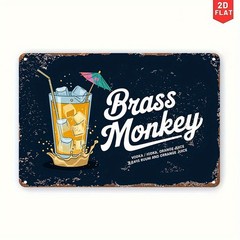 Brass Monkey Cocktail Retro Metal Sign Tropical Bar Drink Decor for Cocktail Fan