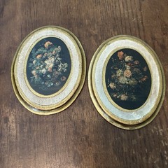 Vintage Italian Florentine Wall Plaque Set Gold Gilt Wood Floral Made In Italy