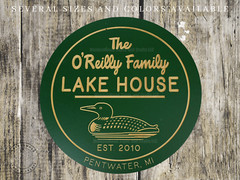 Custom Lake House Sign – Carved Round Wooden Engraved Camp Cabin Last Name Sign