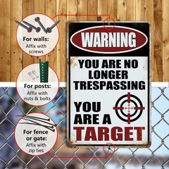 Funny No Trespassing Warning Signs – Vintage Metal Tin Decor for Yard & Garage (