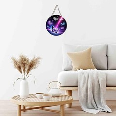 Ceutoiy Door Sign Butterfly Home Decor Welcome Sign Wreath For Front Door, Pu…