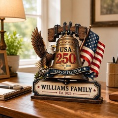 America 250th Anniversary Wooden Block Decoration, 1776-2026 Patriotic