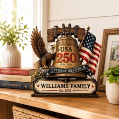 America 250th Anniversary Wooden Block Decoration, 1776-2026 Patriotic