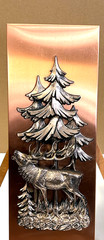 Vintage Wall Plaque 3D Faux Copper Bugling Bull Elk Tree Rustic Cabin