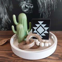 Aztec style Box Sign Print Picture Shelf Sitter Tray Decor Boho Southwestern
