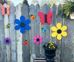 Metal Garden Wall Art Set of 4 Cute Ladybugs Outdoor Sculptures
