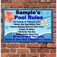 Custom Pool Rules Sign Funny Metal Aluminum 8″x12″ Personalized Name Summer