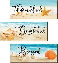 3 Pcs Summer Beach Signs Ocean Theme Coastal Bathroom Wall Decor Wood Sea Nautic