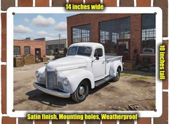 Metal Sign – 1949 International Harvester Pickup Truck Oil Painting – 14×10