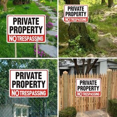 4 Pack Large Private Property No Trespassing Sign 8X12 Inch Rust Free Aluminum.