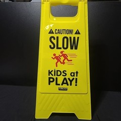 NEW Bolthead CAUTION! SLOW Kids At Play Yellow Dble Sided A Frame Sign 11.5x9x24