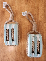 Blue Wood Sail Boat Pulley Home Wall Decor, Nautical, 1 pair