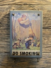 Key Holder Wooden Metal No Smoking Sign Decor Wall Mount Decorative Funny