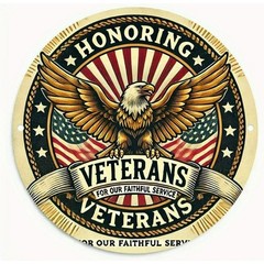Vintage Poster Honoring Veterans Metal Sign Patriotic USA Eagle Military Decor