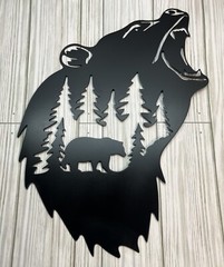 Bear Metal Wall Decor Rustic Forest Plasma Cut