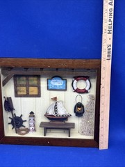 Nautical Fishing Shadow Box Vintage Wall Decor Lake Trout Sailboat