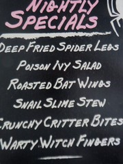 Spider’s Web Deadly Diner NIghtly Specials Menu Sign Spooky & Humorous Signage