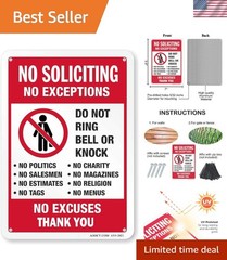 No Soliciting Yard Sign – 7″ x 9.8″ Metal, Durable & Stylish for Private Spaces