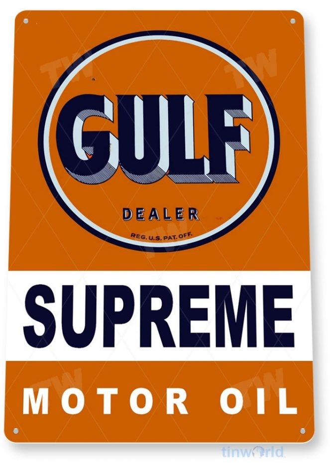 Gulf Motor Oil Metal Tin Sign – 8×11 Novelty Man Cave Garage Wall Decor