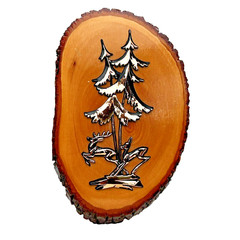 Copper Woodland Deer On Wood Slice Wall Decor Leather Hang Strap Canada 10”x6”