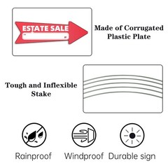 Estate Sale Red Arrow Yard Sign With Stakes Double Sided 16×5 Inch 10 PCS
