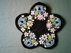 Primitive Farmhouse Spring Flowers and Watering Cans candle mat
