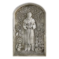 Stoneresin Saint Fiacre Garden Plaque Spiritual & Religious Decor Collection