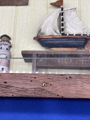 Nautical Fishing Shadow Box Vintage Wall Decor Lake Trout Sailboat