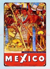 wall decor Mexico Natives Village Mexican Spanish Travel metal tin sign