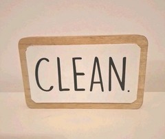 CLEAN / DIRTY Wood Freestanding Sign 6.25×3.75″ Farmhouse Bathroom Laundry Decor