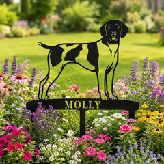 Personalized German Shorthaired Pointer Garden Name Metal Sign With Stakes