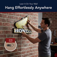 Honda Wing LED Wall Sign Vintage-Style Motorcycle Man Cave Garage Decor 20″